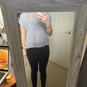 Lulu's Light Blue Short Sleeve Tee with an open back